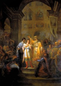 Призвание Михаила Феодоровича Романова на царство 14 марта 1613 года. Худ. Г. Угрюмов
